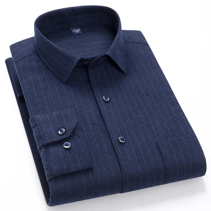 Men's Cotton Plaid Shirt – Long Sleeve, Casual Fit, Available in Plus Sizes