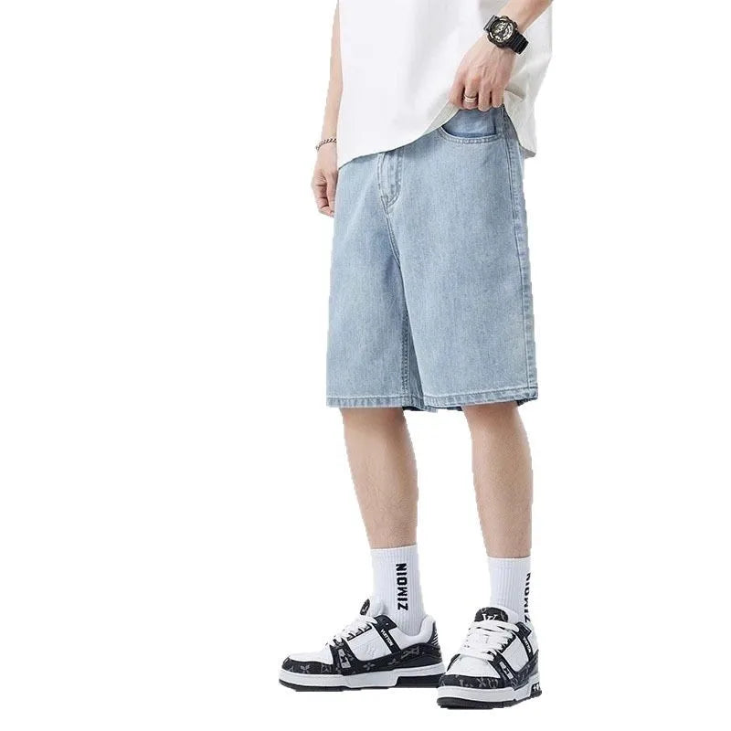 Men's Wide Leg Denim Shorts