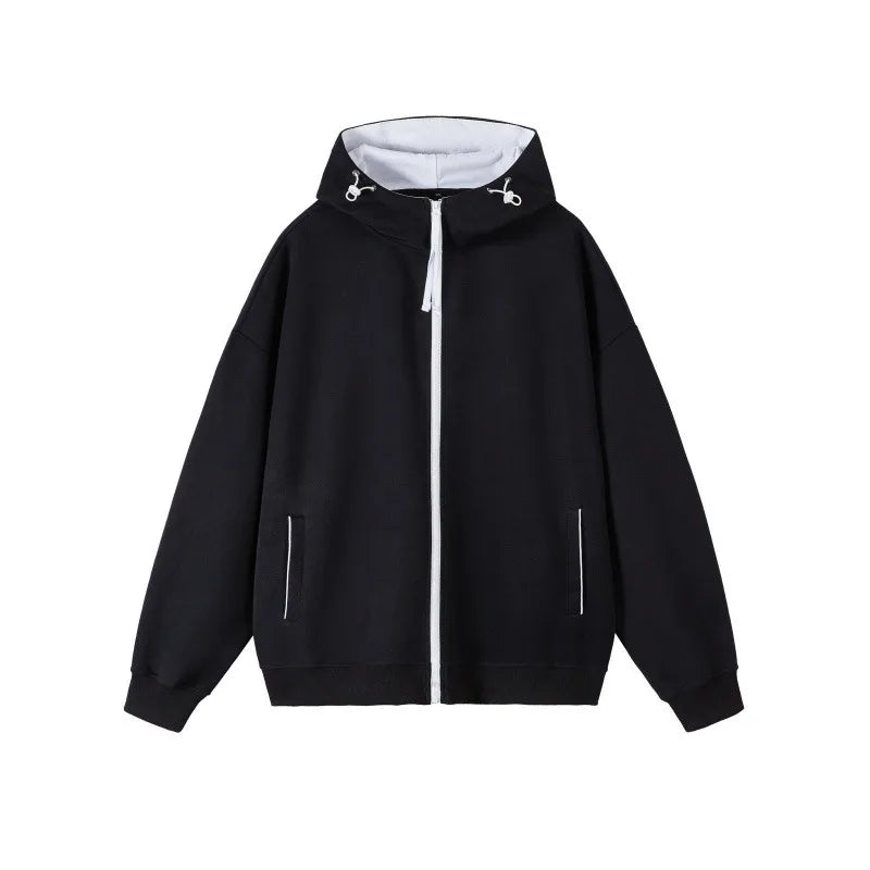Men's Contrast Zip-Up Heavyweight Hoodie