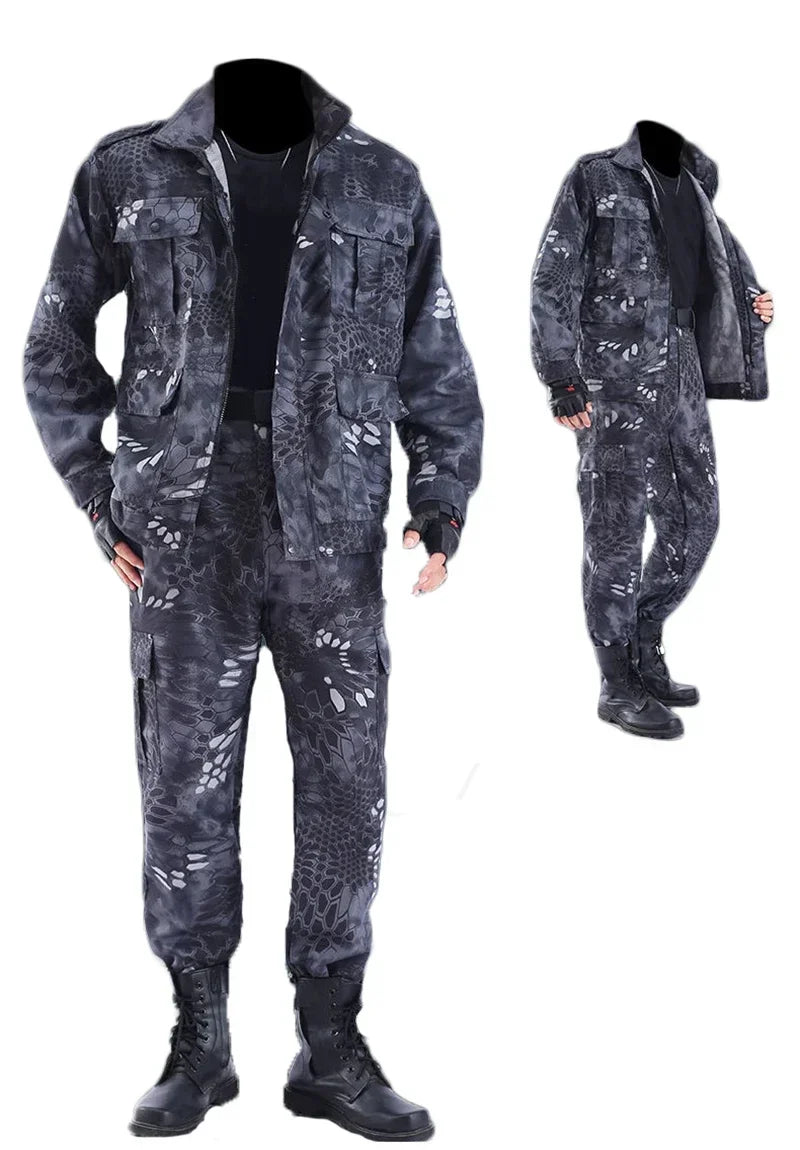 Men's Black Python Pattern Workwear Set