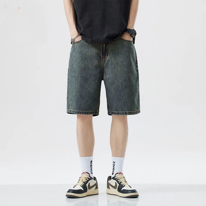 Men's Wide Leg Denim Shorts