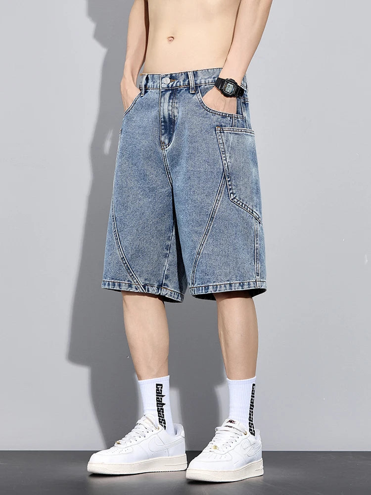 Baggy Denim Cargo Shorts