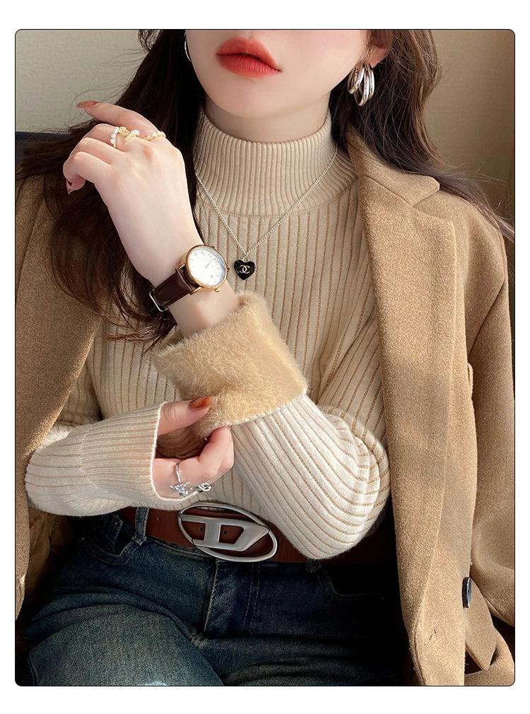 Women's Velvet-Lined Turtleneck Sweater