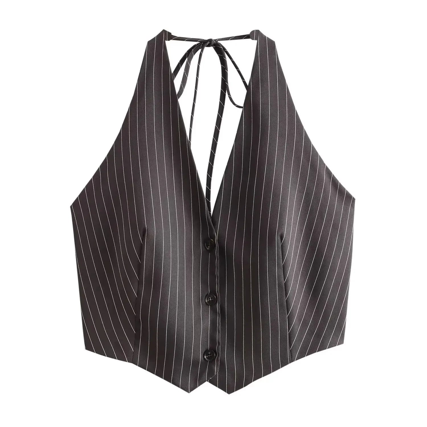 Women's Striped Suit Vest with Bow Back