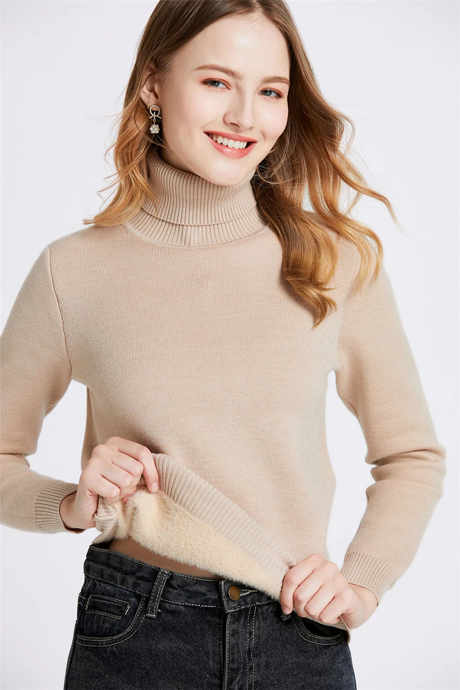 Women's Warm Turtleneck Knit Sweater