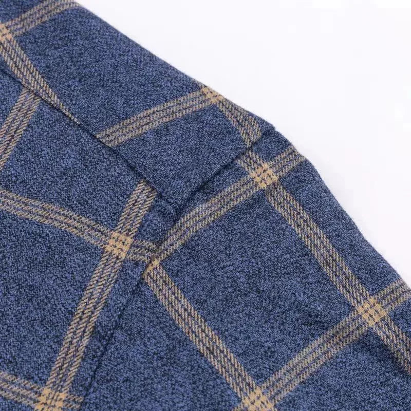 Men's Cotton Plaid Shirt – Long Sleeve, Casual Fit, Available in Plus Sizes