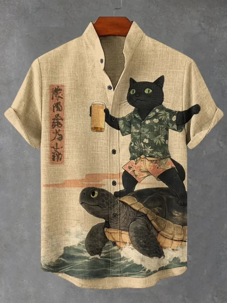 Men's Retro Cat Graphic Shirt