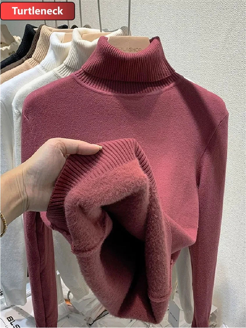 Women's Warm Turtleneck Knit Sweater