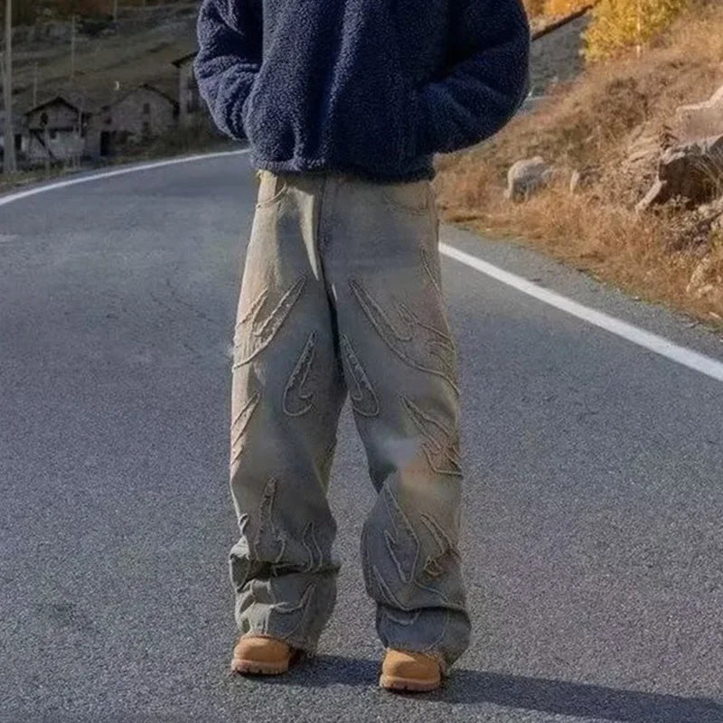 Baggy Graphic Denim Trousers — Streetwear Edition