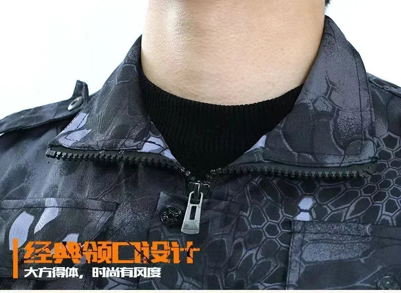 Men's Black Python Pattern Workwear Set