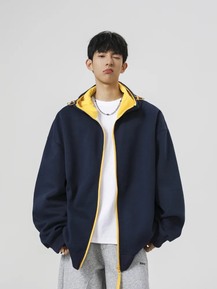 Men's Contrast Zip-Up Heavyweight Hoodie