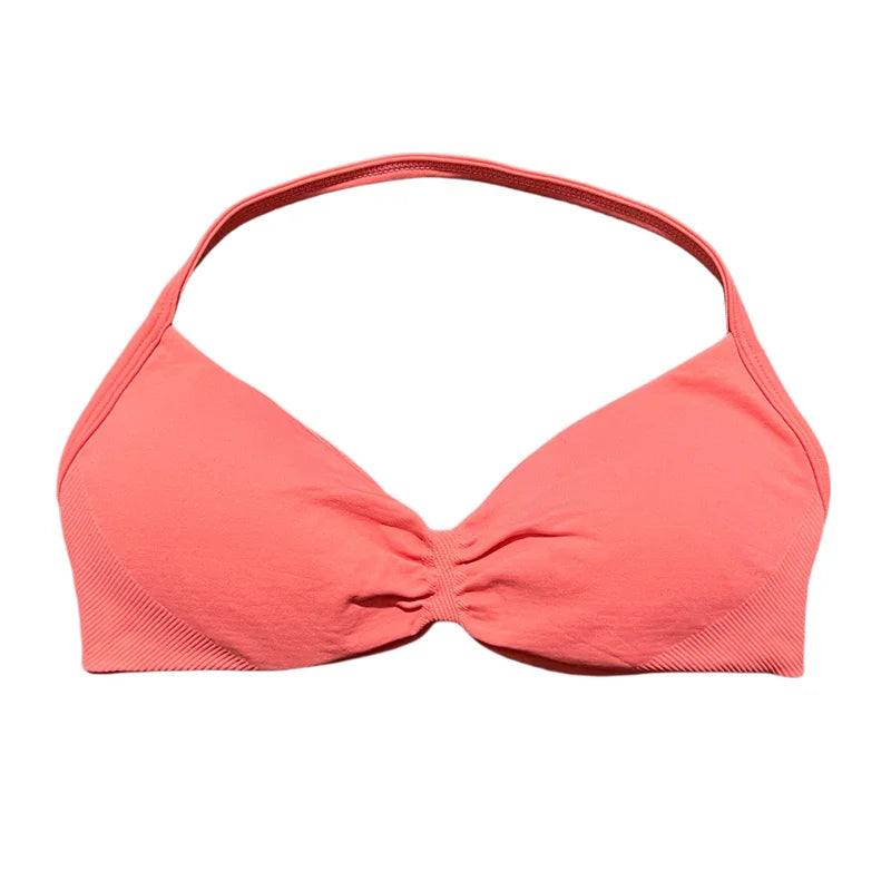 Women's Seamless Halter Sports Bra – High Support, Removable Pads, Gym & Yoga Top