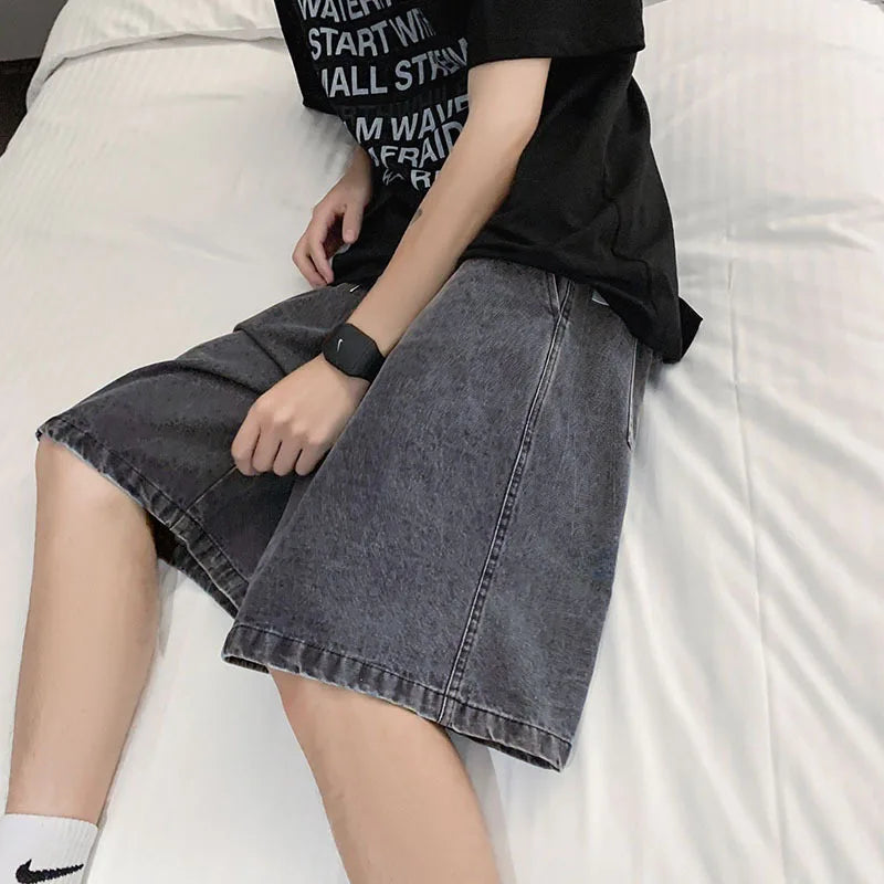 Men's Wide Leg Denim Shorts