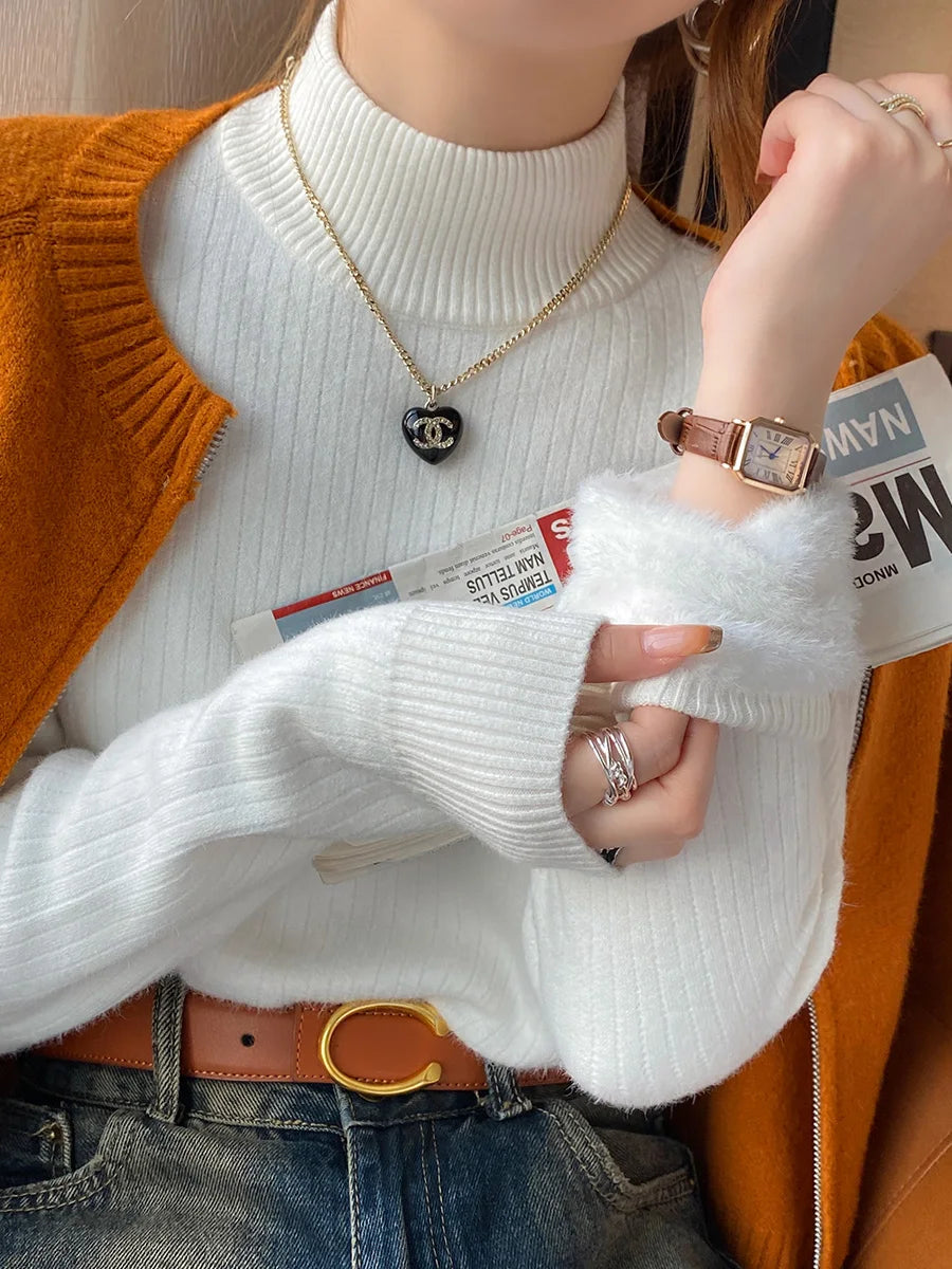 Women's Velvet-Lined Turtleneck Sweater