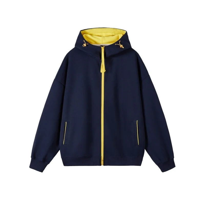 Men's Contrast Zip-Up Heavyweight Hoodie