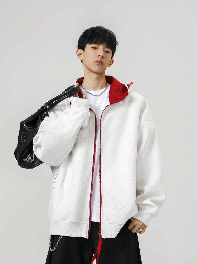 Men's Contrast Zip-Up Heavyweight Hoodie
