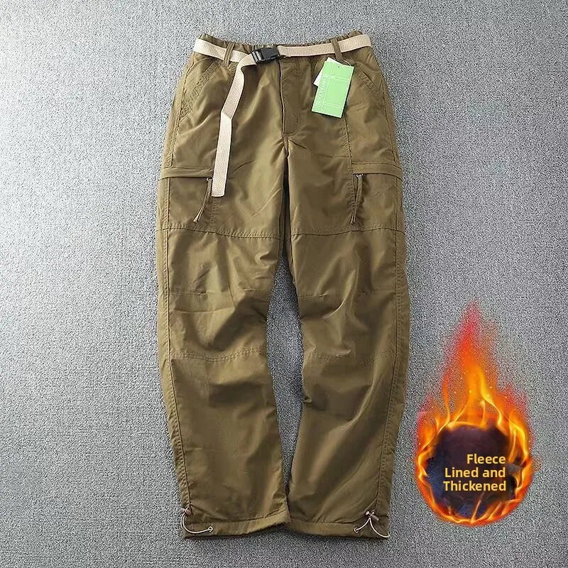 Men's Outdoor Hiking Pants – Fleece Lined, Windproof, Waterproof, Straight Leg