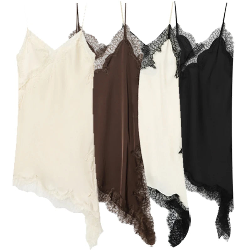 Women’s Brown Lace Slip sleeveless Dress
