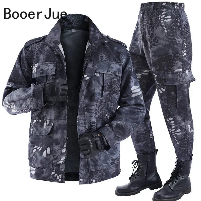 Men's Black Python Pattern Workwear Set