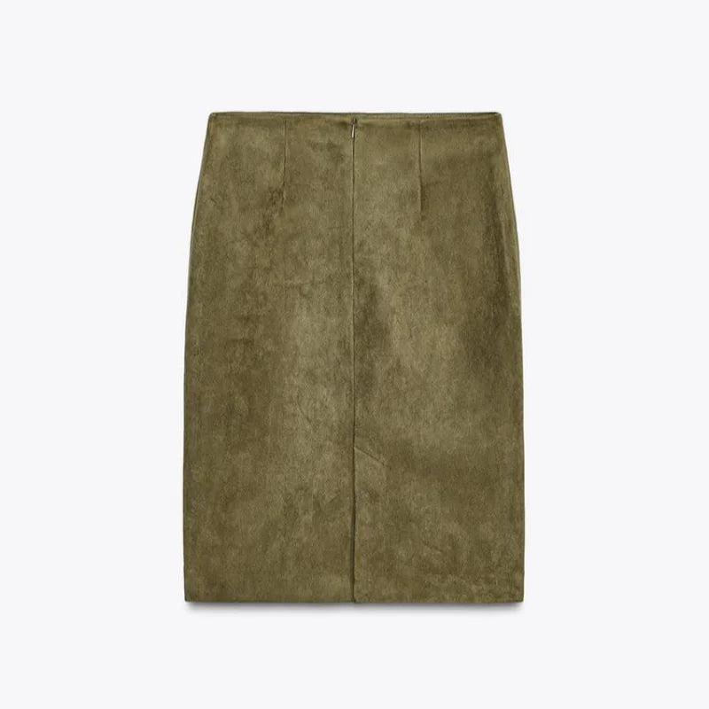 Green Suede Bomber Jacket for Women