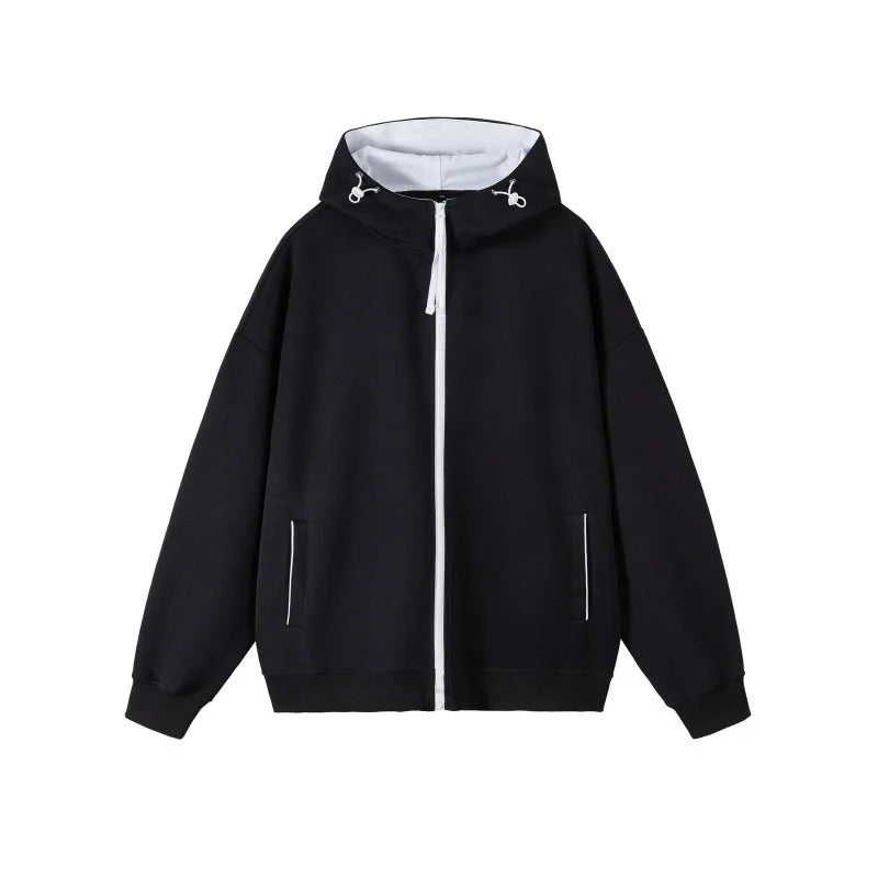 Men's Contrast Zip-Up Heavyweight Hoodie