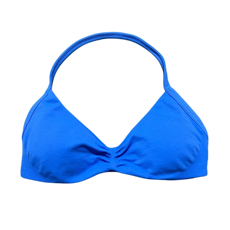 Women's Seamless Halter Sports Bra – High Support, Removable Pads, Gym & Yoga Top