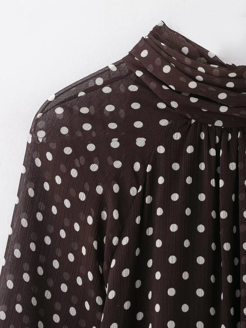 Women's Polka Dot Blouse – Long Sleeve Bow-Tie Neck Elegant Shirt