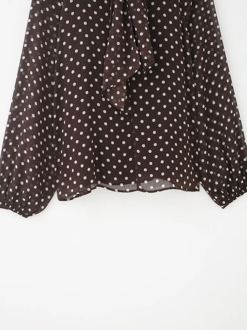 Women's Polka Dot Blouse – Long Sleeve Bow-Tie Neck Elegant Shirt