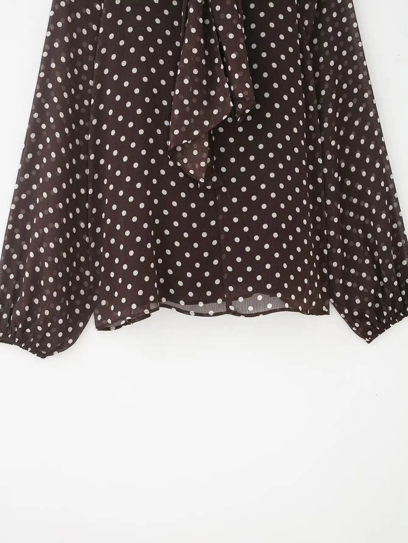 Women's Polka Dot Blouse – Long Sleeve Bow-Tie Neck Elegant Shirt