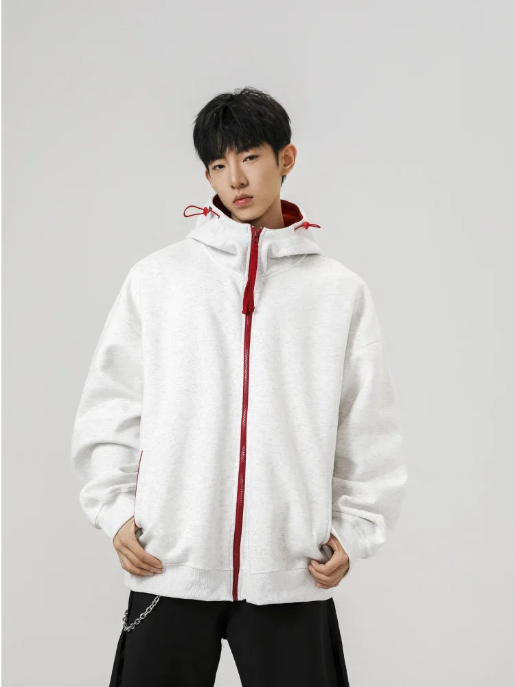 Men's Contrast Zip-Up Heavyweight Hoodie