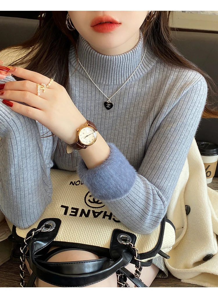 Women's Velvet-Lined Turtleneck Sweater