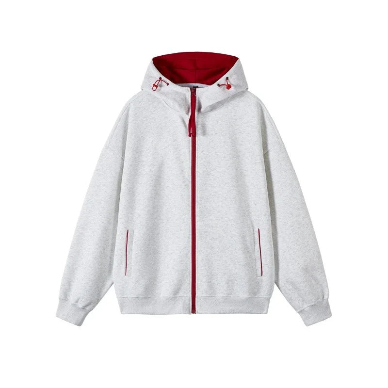 Men's Contrast Zip-Up Heavyweight Hoodie