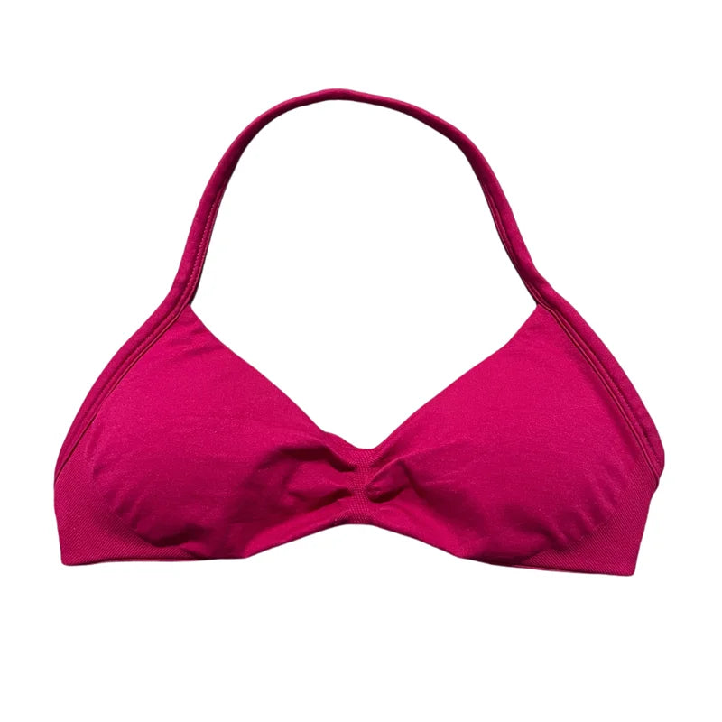 Women's Seamless Halter Sports Bra – High Support, Removable Pads, Gym & Yoga Top