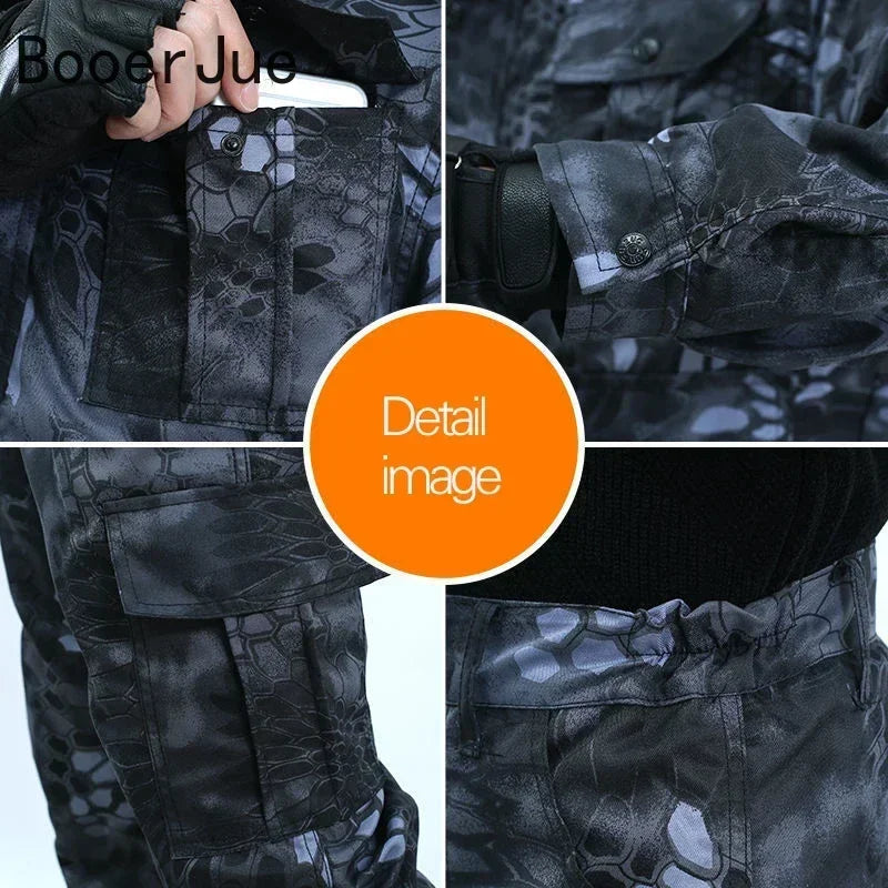 Men's Black Python Pattern Workwear Set