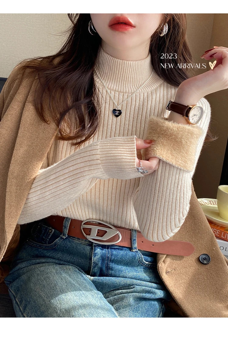 Women's Velvet-Lined Turtleneck Sweater