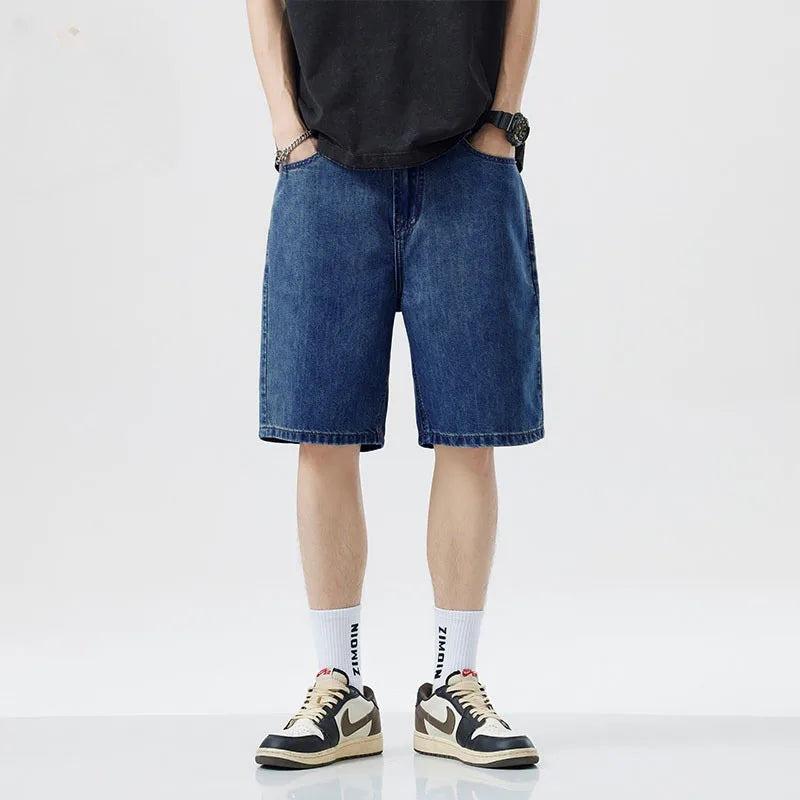 Men's Wide Leg Denim Shorts