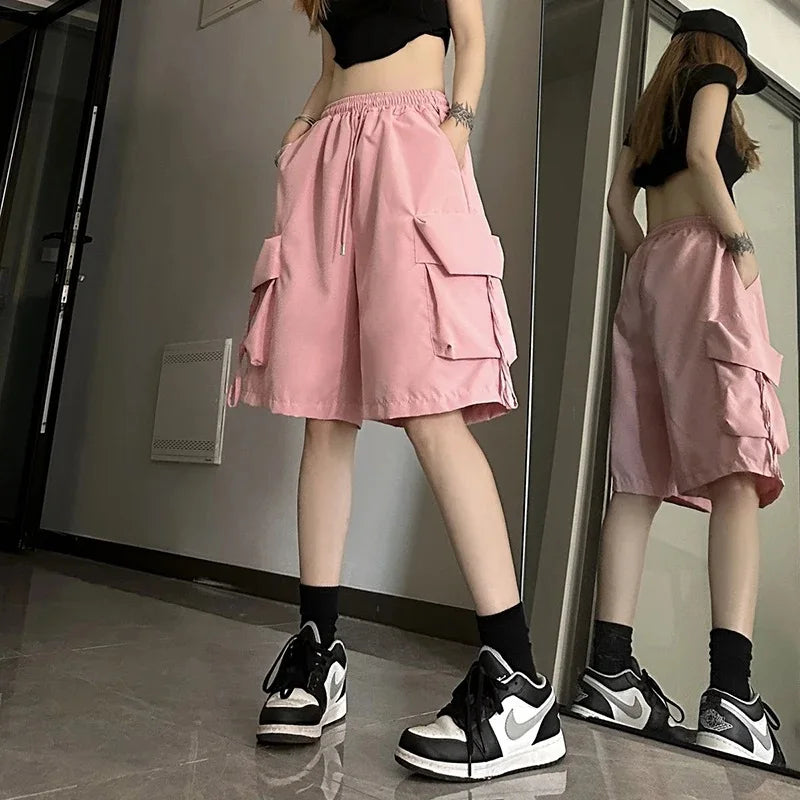 Women’s High-Waist Cargo Shorts with Large Pockets