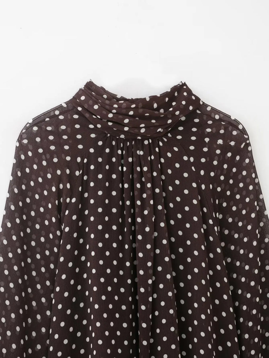Women's Polka Dot Blouse – Long Sleeve Bow-Tie Neck Elegant Shirt