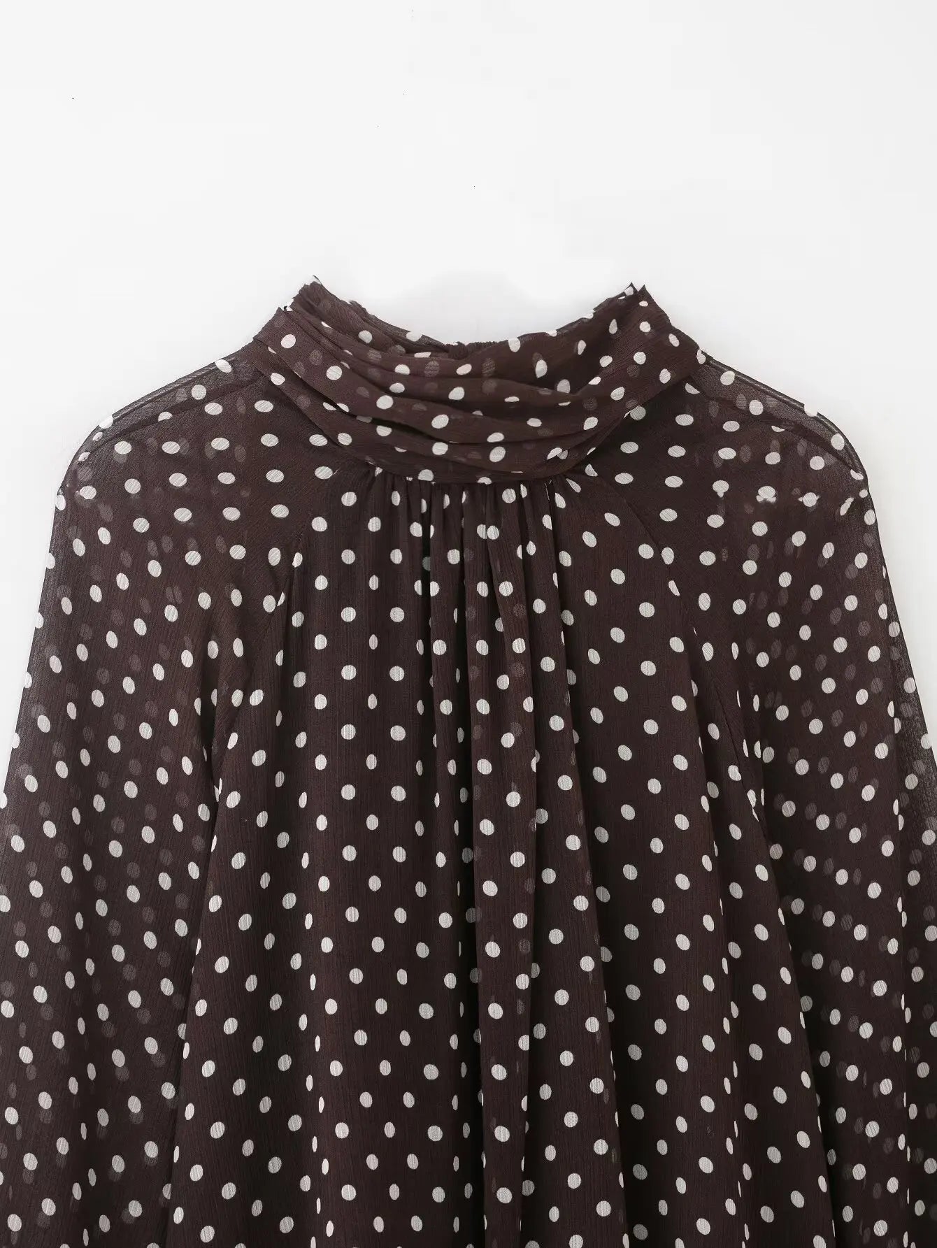 Women's Polka Dot Blouse – Long Sleeve Bow-Tie Neck Elegant Shirt