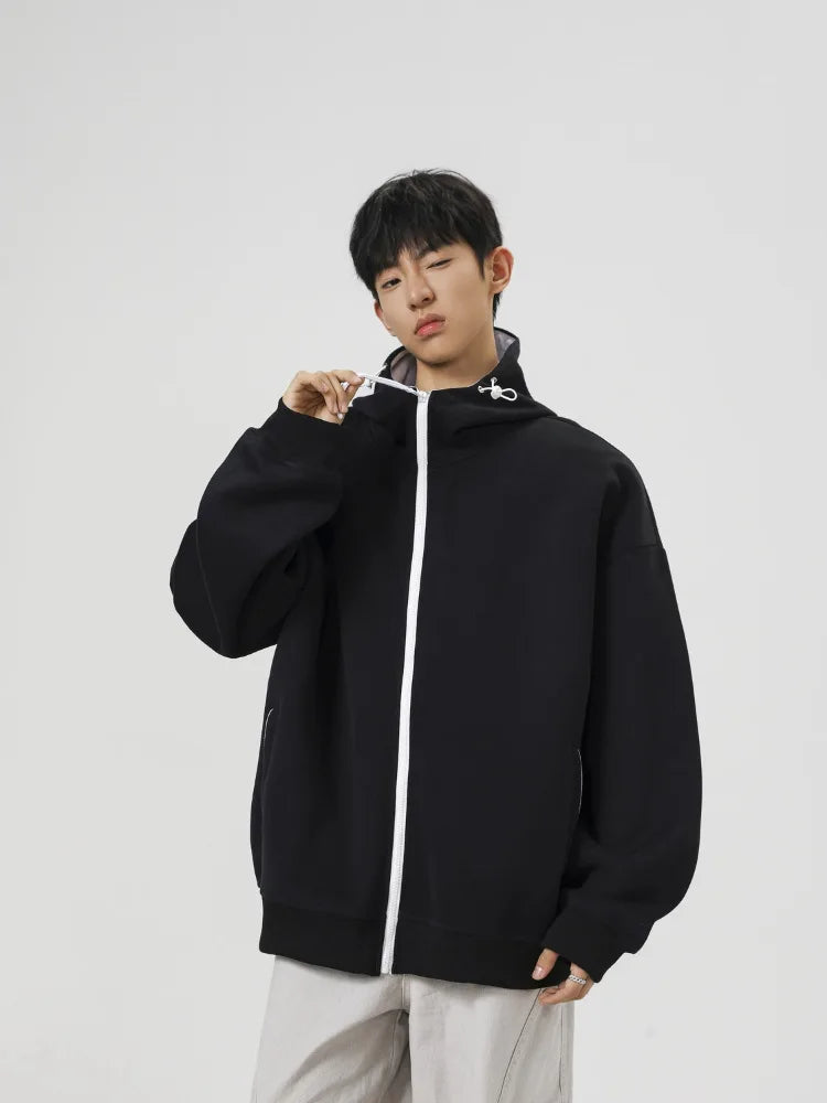 Men's Contrast Zip-Up Heavyweight Hoodie