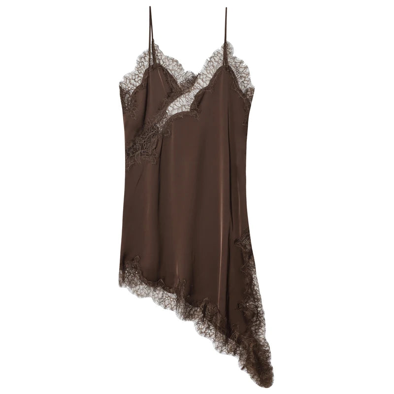 Women’s Brown Lace Slip sleeveless Dress