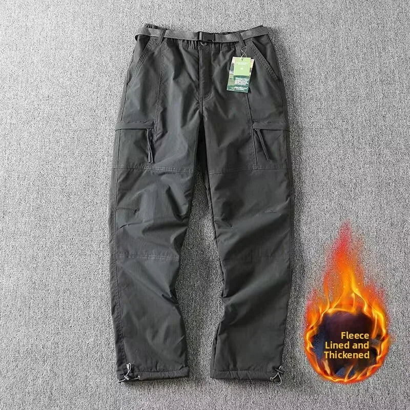 Men's Outdoor Hiking Pants – Fleece Lined, Windproof, Waterproof, Straight Leg