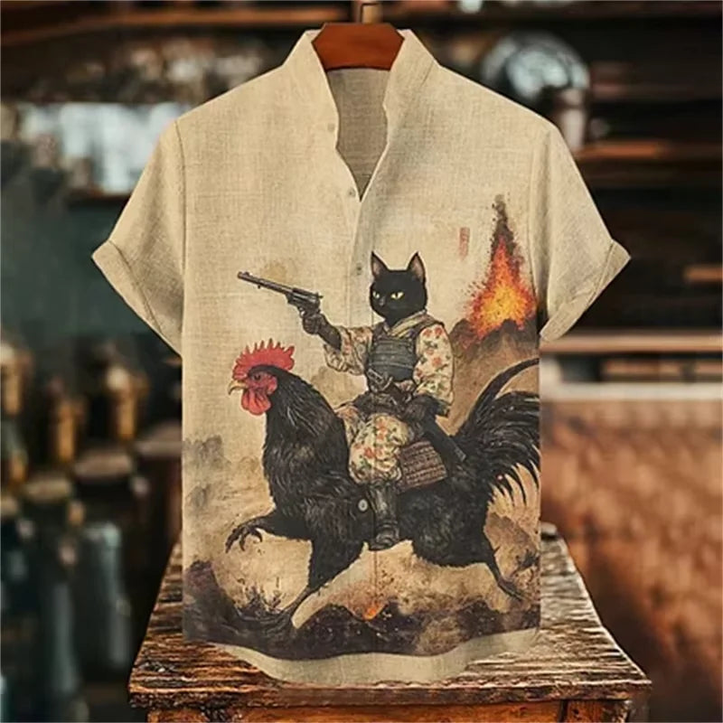 Men's Retro Cat Graphic Shirt