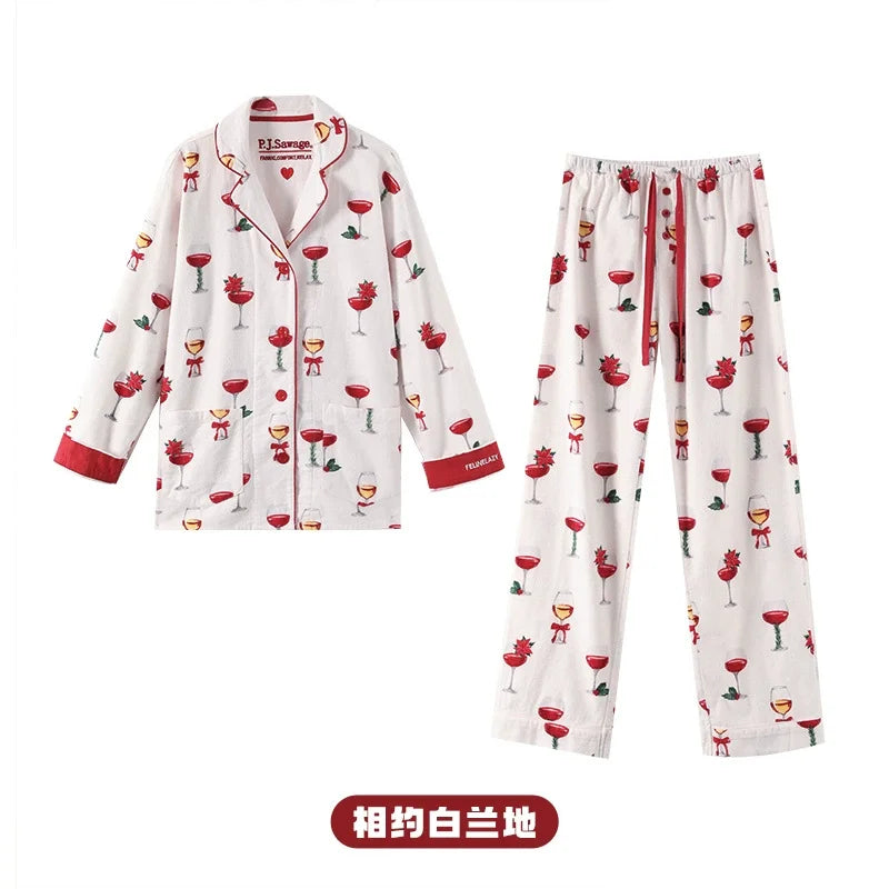 2 Piece Set Pajamas for Women Pj Sets Women 2 Piece Set Outfits 100% Cotton Pajamas for Women Loungwear Set Loose Sleep Homewear