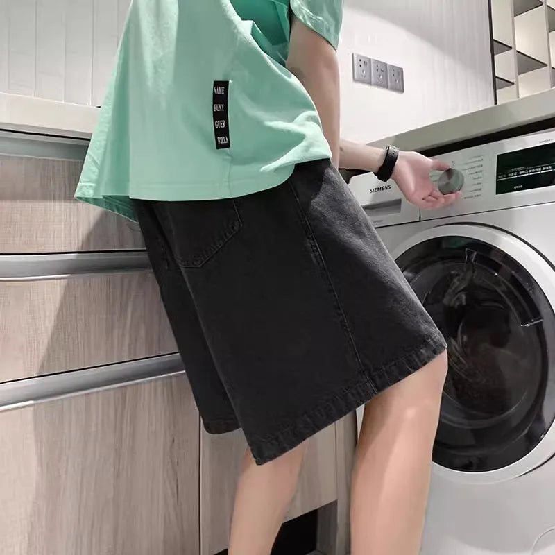 Men's Wide Leg Denim Shorts