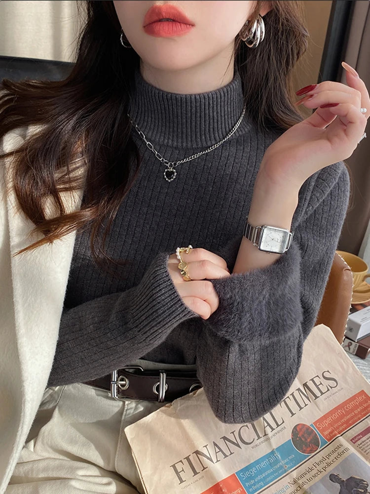 Women's Velvet-Lined Turtleneck Sweater