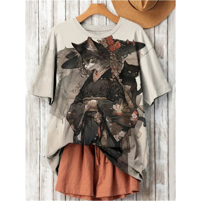Women's Cat Graphic T-Shirt