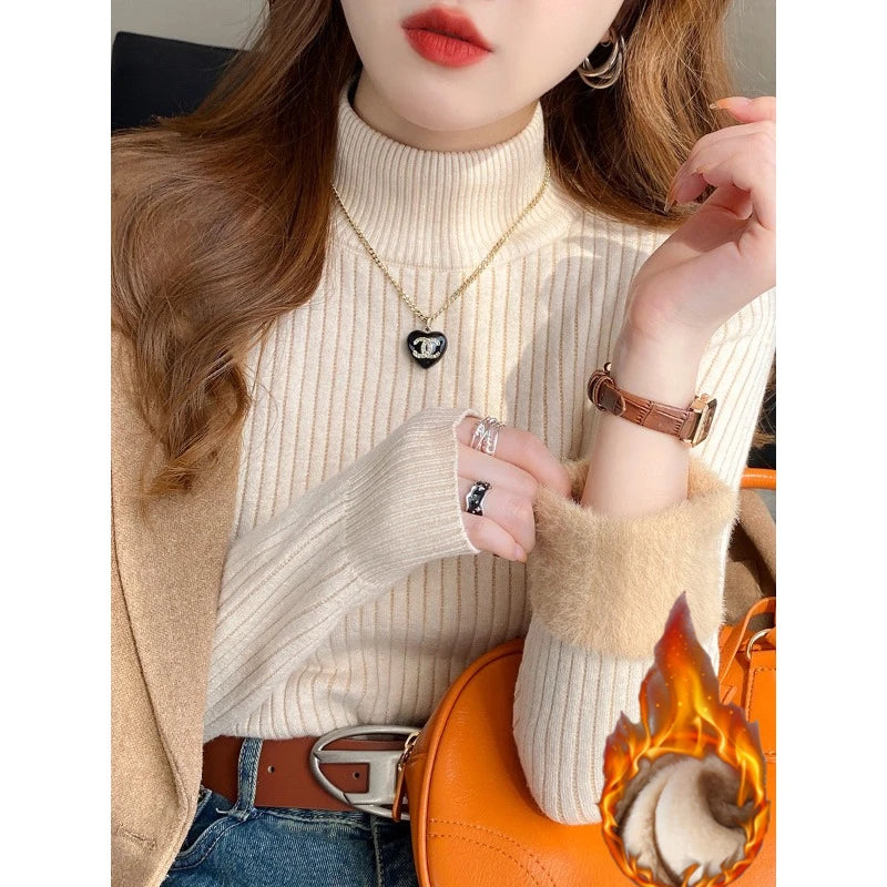 Women's Velvet-Lined Turtleneck Sweater