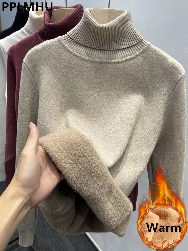 Women's Warm Turtleneck Knit Sweater