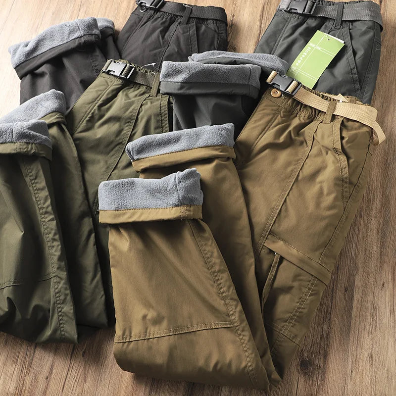 Men's Outdoor Hiking Pants – Fleece Lined, Windproof, Waterproof, Straight Leg